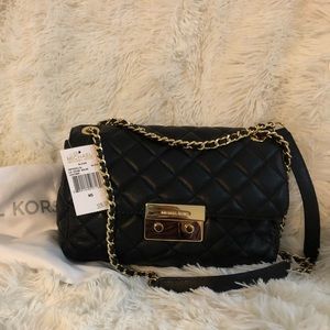NWT Michael Kors Black Leather Quilted Bag